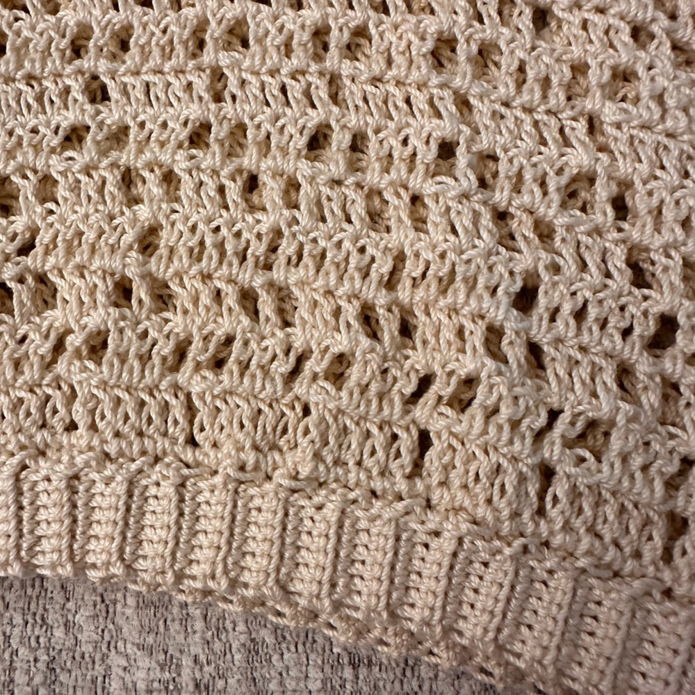 Cream crochet handmade tank top with brown buttons one of a kind never worn - Picture 2 of 4